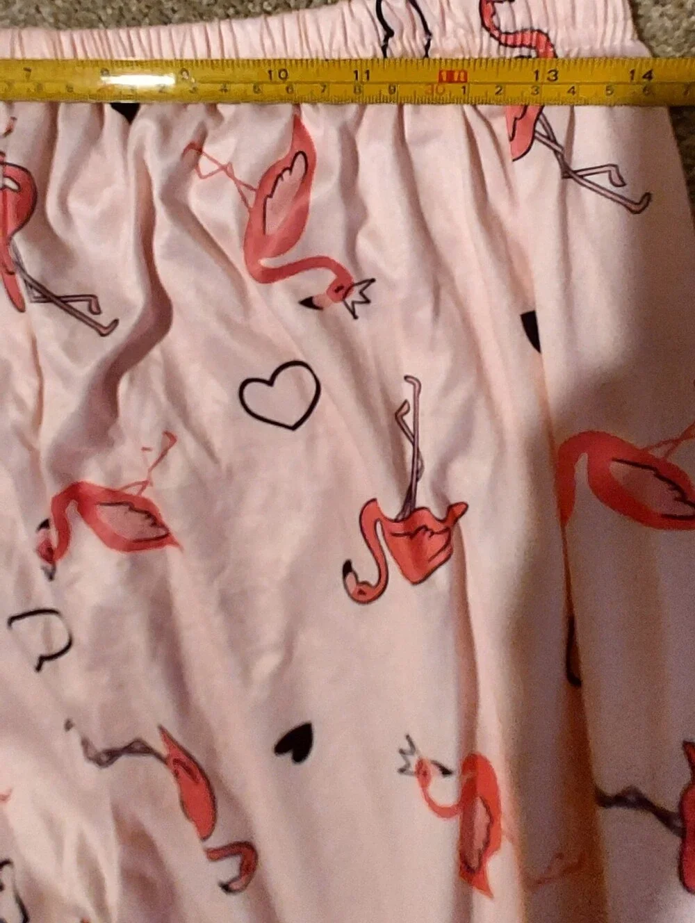 Pink Flamingo Pajama Lounge Pants Silky Soft Size 4 Elastic Waist Hearts